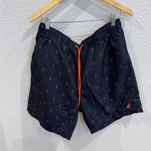 Nautica Dark Swim Trunks with Bright Accents